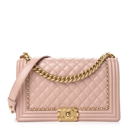 Chanel Aged Calfskin Quilted New Medium Jacket Boy Flap Pink 1 of 12