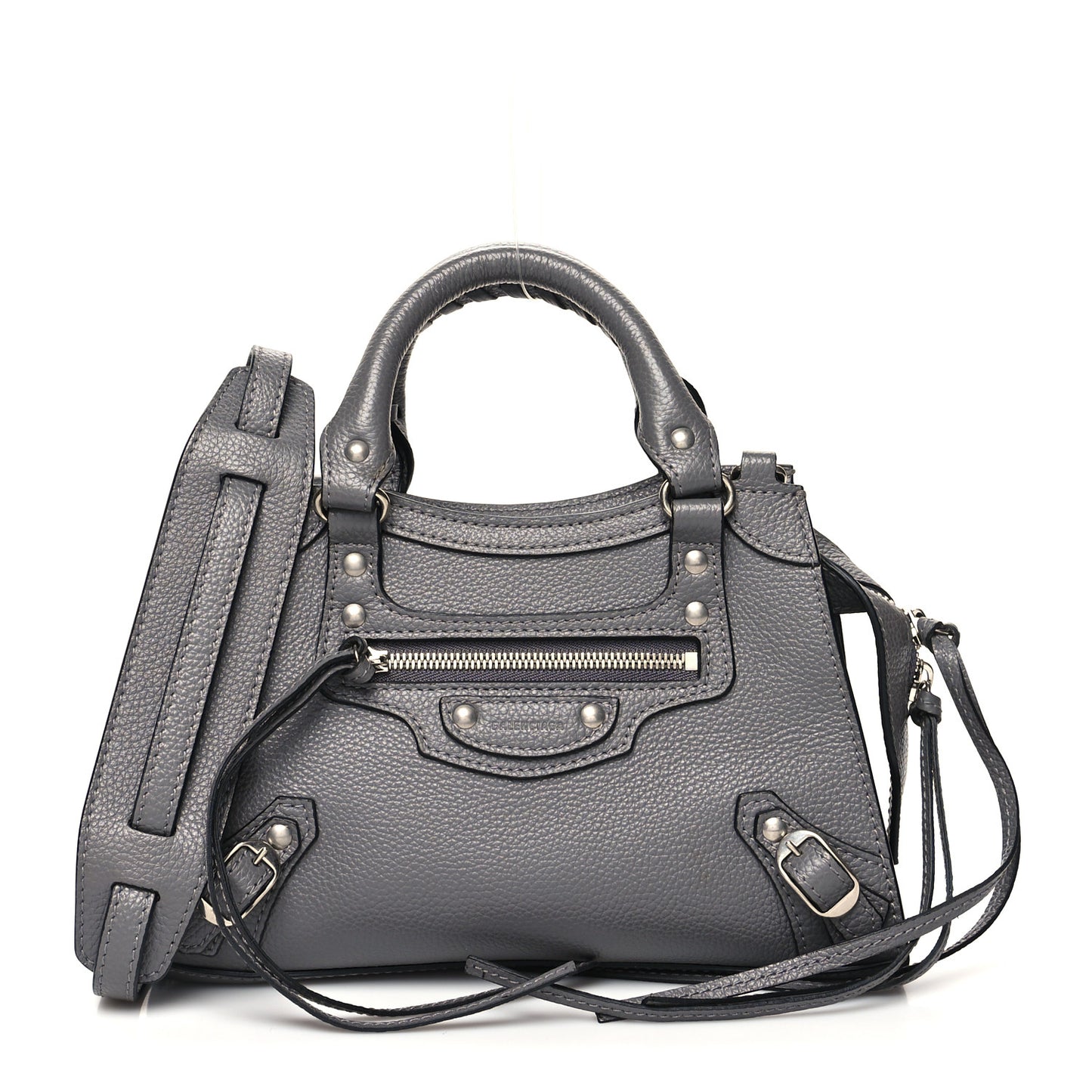 Grained Calfskin Neo Classic Silver Hardware Mini City Dark Grey
