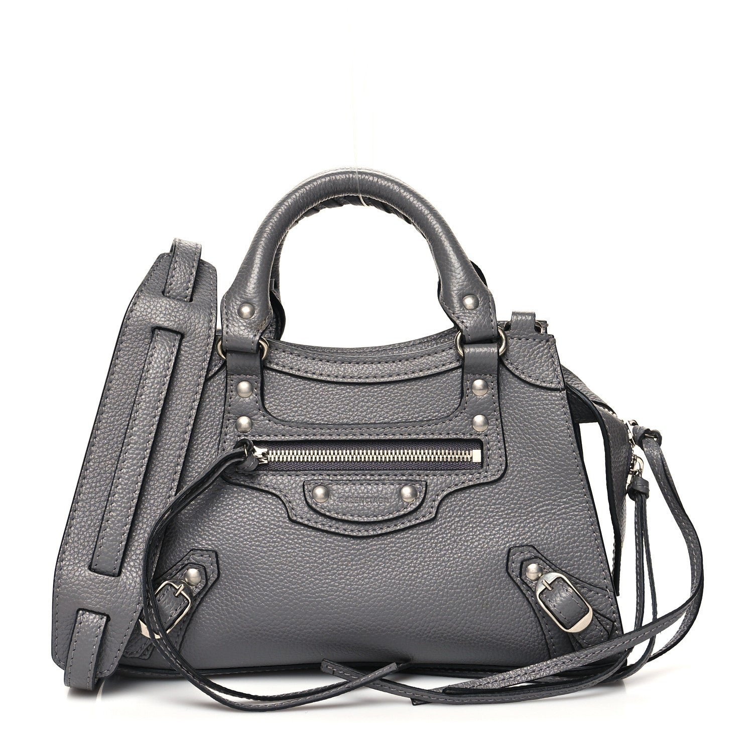 Balenciaga Grained Calfskin Neo Classic Silver Hardware Mini City Dark Grey 1 of 9