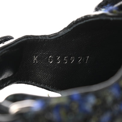 Chanel Iridescent Tweed Velcro Dad Sandals 37 Navy Blue Multicolor 8 of 11
