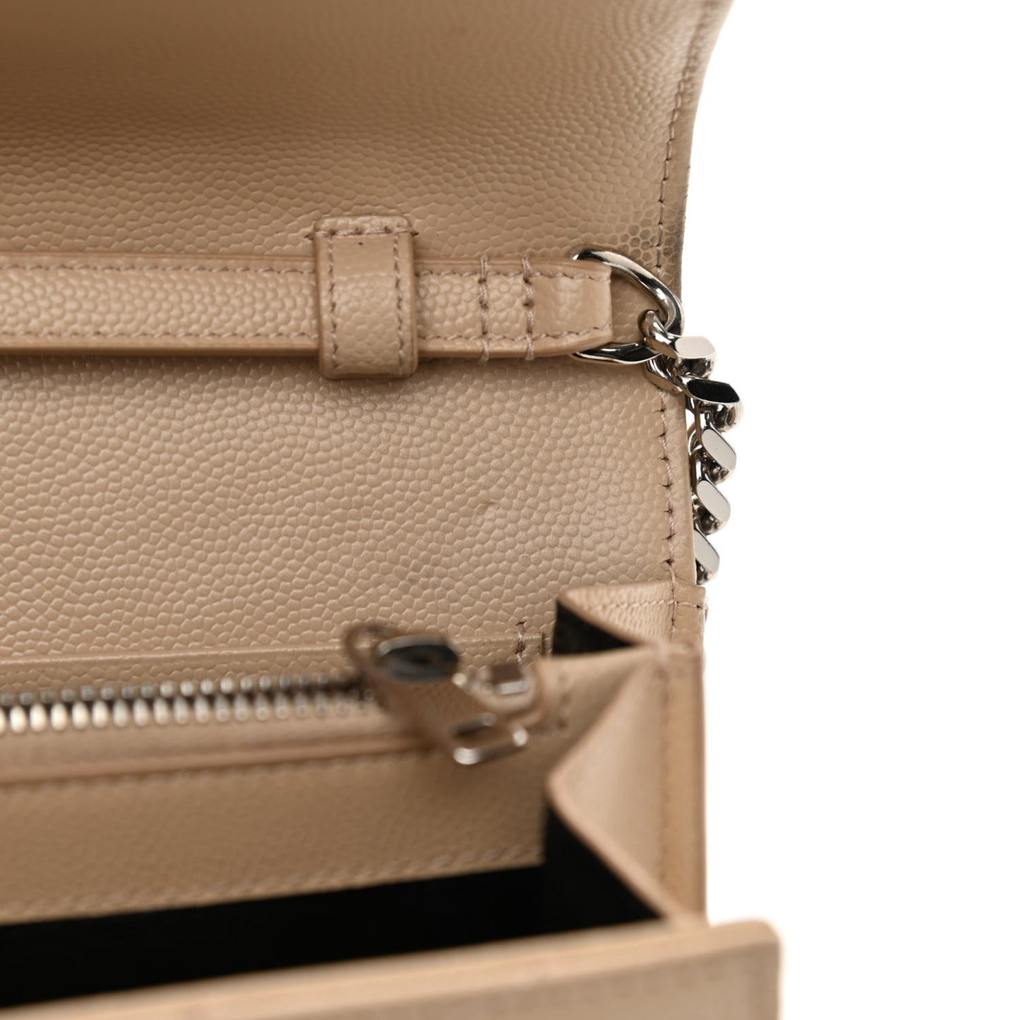 Grain De Poudre Matelasse Chevron Monogram Chain Wallet Nude Powder