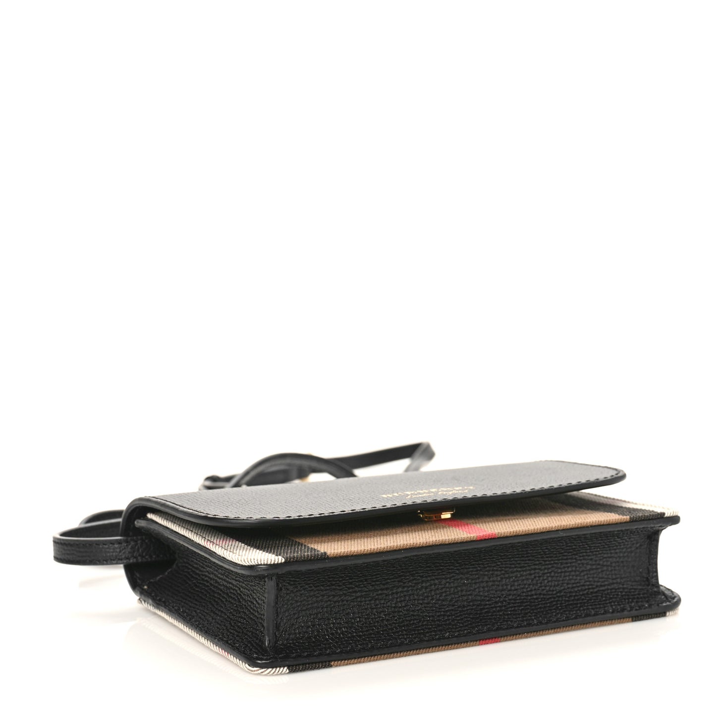 Grained Calfskin House Check Tartan Mix Hampshire Wallet On Chain Black