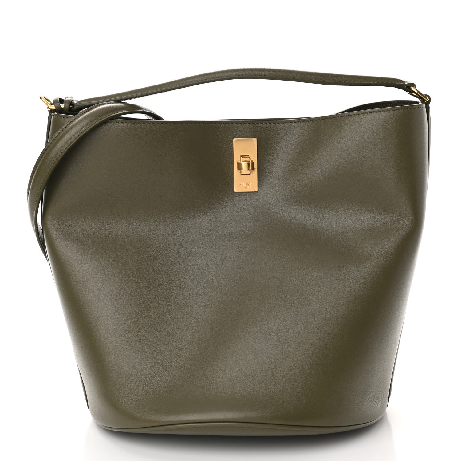 Celine Smooth Calfskin Bucket 16 Bag Dark Olive 3 of 14