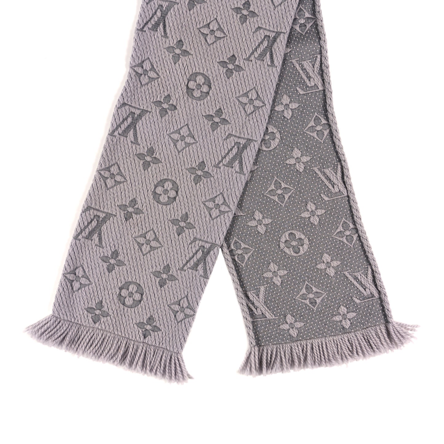 Wool Silk Logomania Scarf Pearl Grey