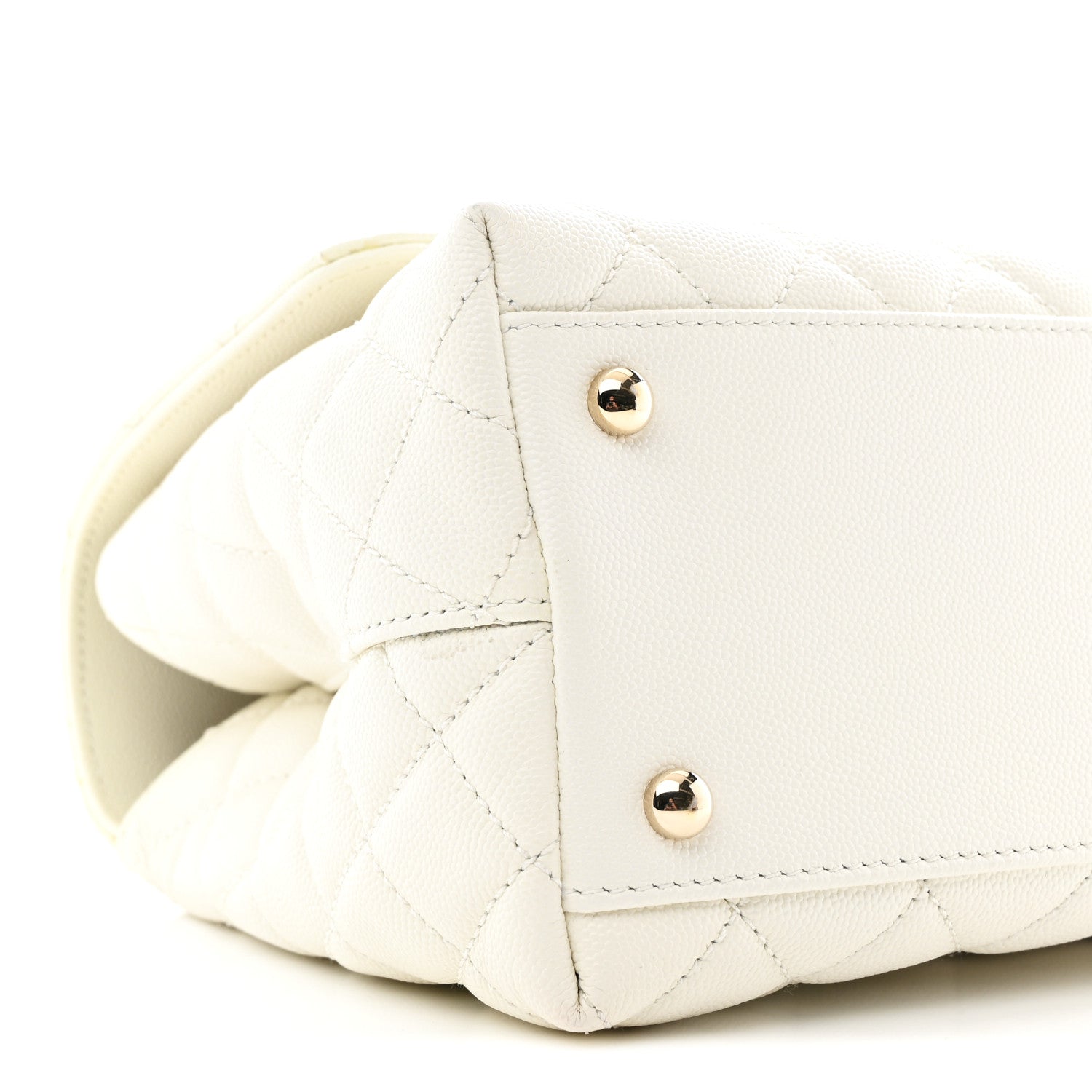 Chanel Caviar Quilted Small Coco Handle Flap White 9 of 11