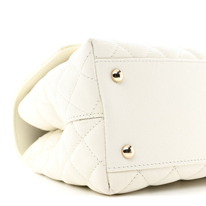 Chanel Caviar Quilted Small Coco Handle Flap White 9 of 11