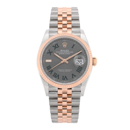 Rolex Stainless Steel 18K Everose Gold 36mm Oyster Perpetual Wimbledon Datejust Watch Slate 126231 Slate 1 of 5