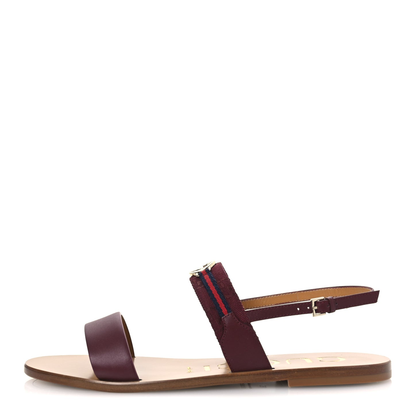 Canvas Calfskin Web GG Monogram Womens Sandals 39 Rosso Ancora