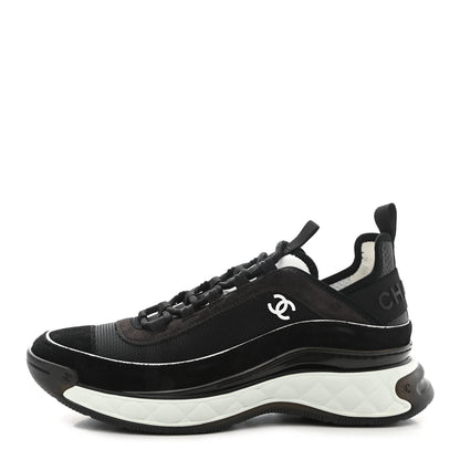 Chanel Fabric Suede CC Sneakers 39.5 Black Dark Grey 1 of 9