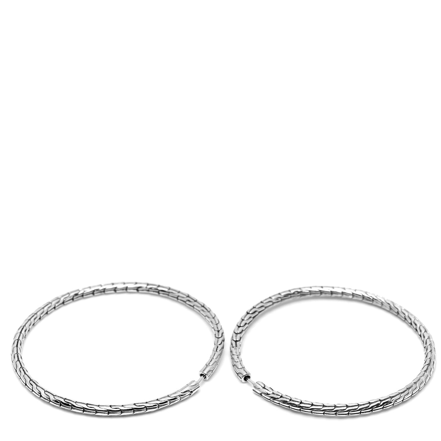 Sterling Silver Large Classic Chain Hoop Earrings
