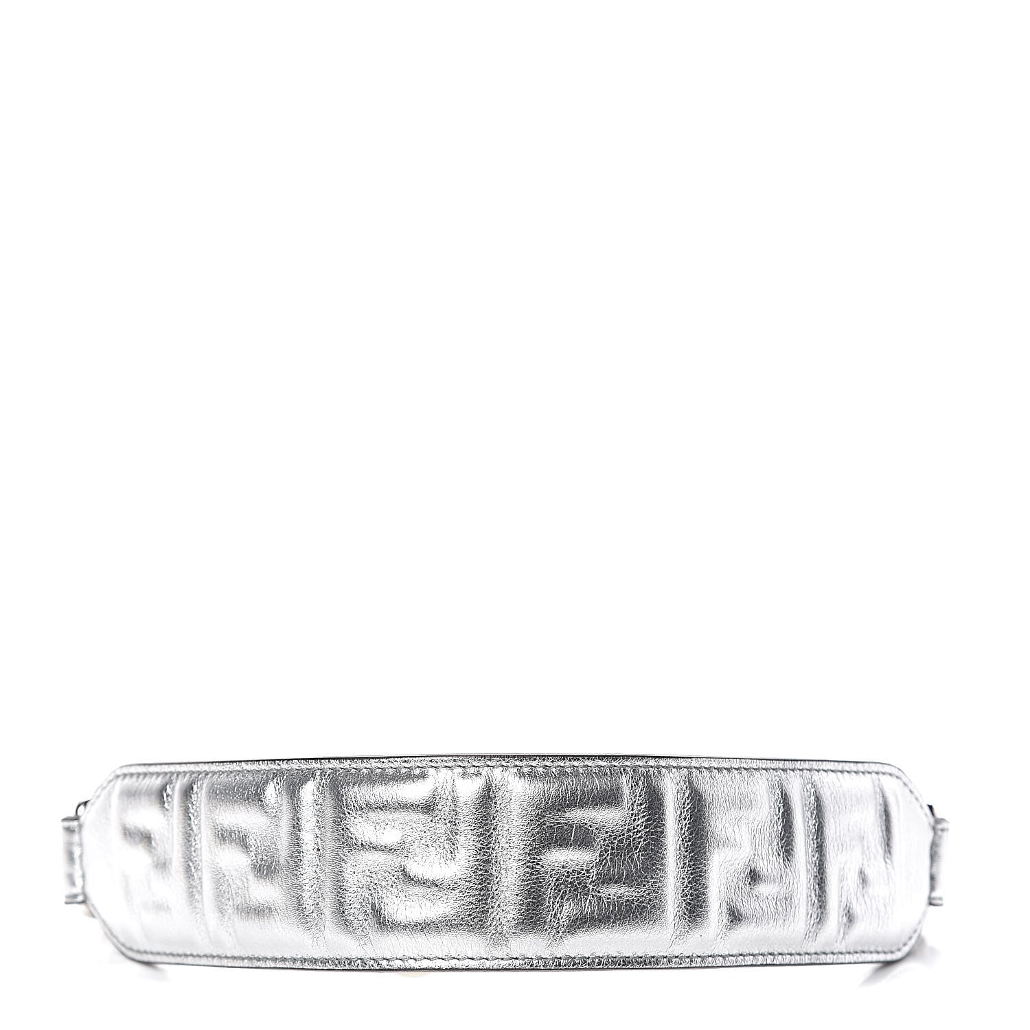 Fendi Vitello Catalan Mirror FF 1974 Embossed Mini Strap You Argento 1 of 5
