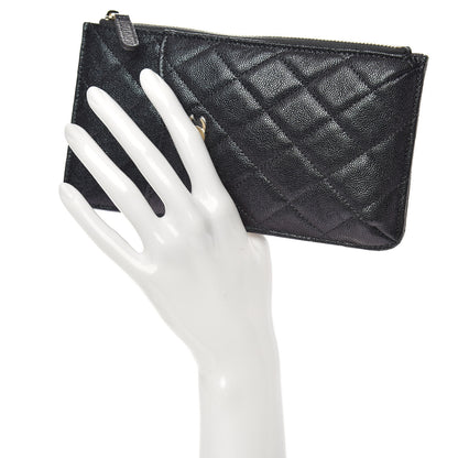 Chanel Iridescent Caviar Quilted Classic Flat Wallet Pouch Black 2 of 8
