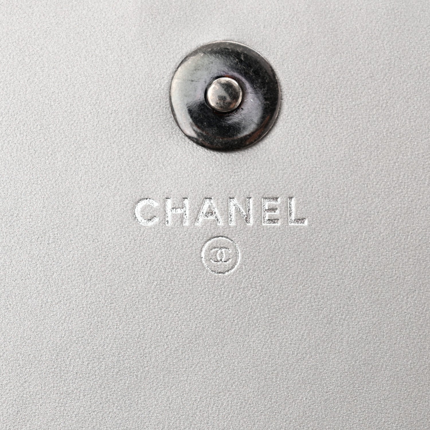 Chanel Metallic Caviar Chevron Quilted Boy Wallet On Removable Chain WOC Silver 7 of 12