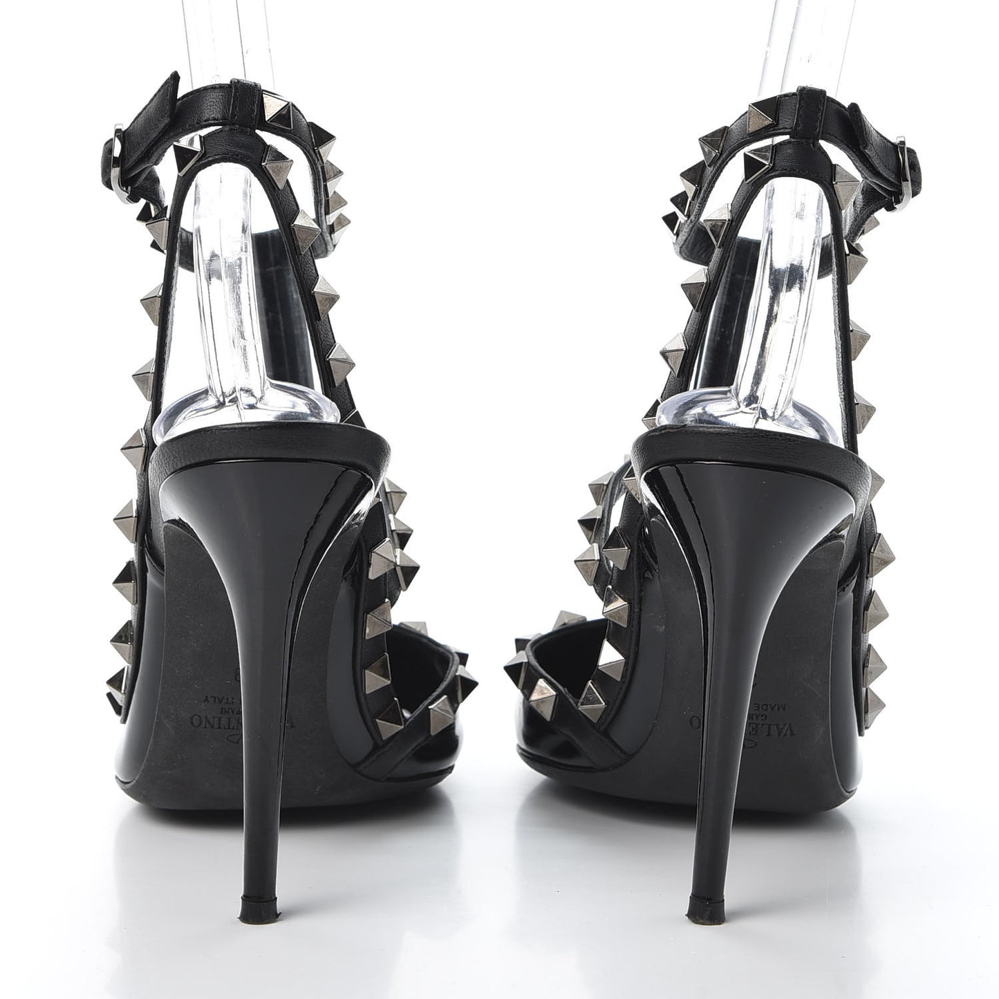Patent Rockstud Ankle Strap Pumps 39 Black