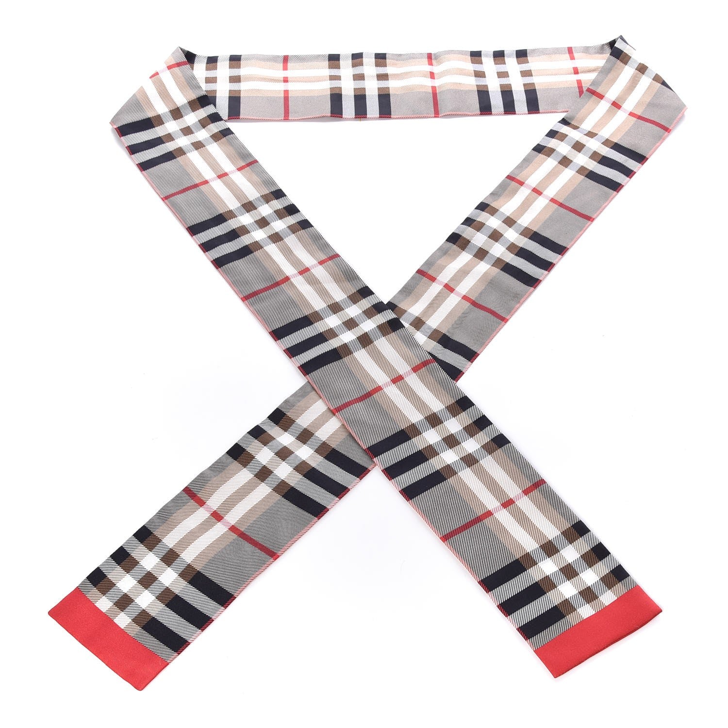 Burberry Silk Castleford Check Skinny Scarf Camel 1 of 7