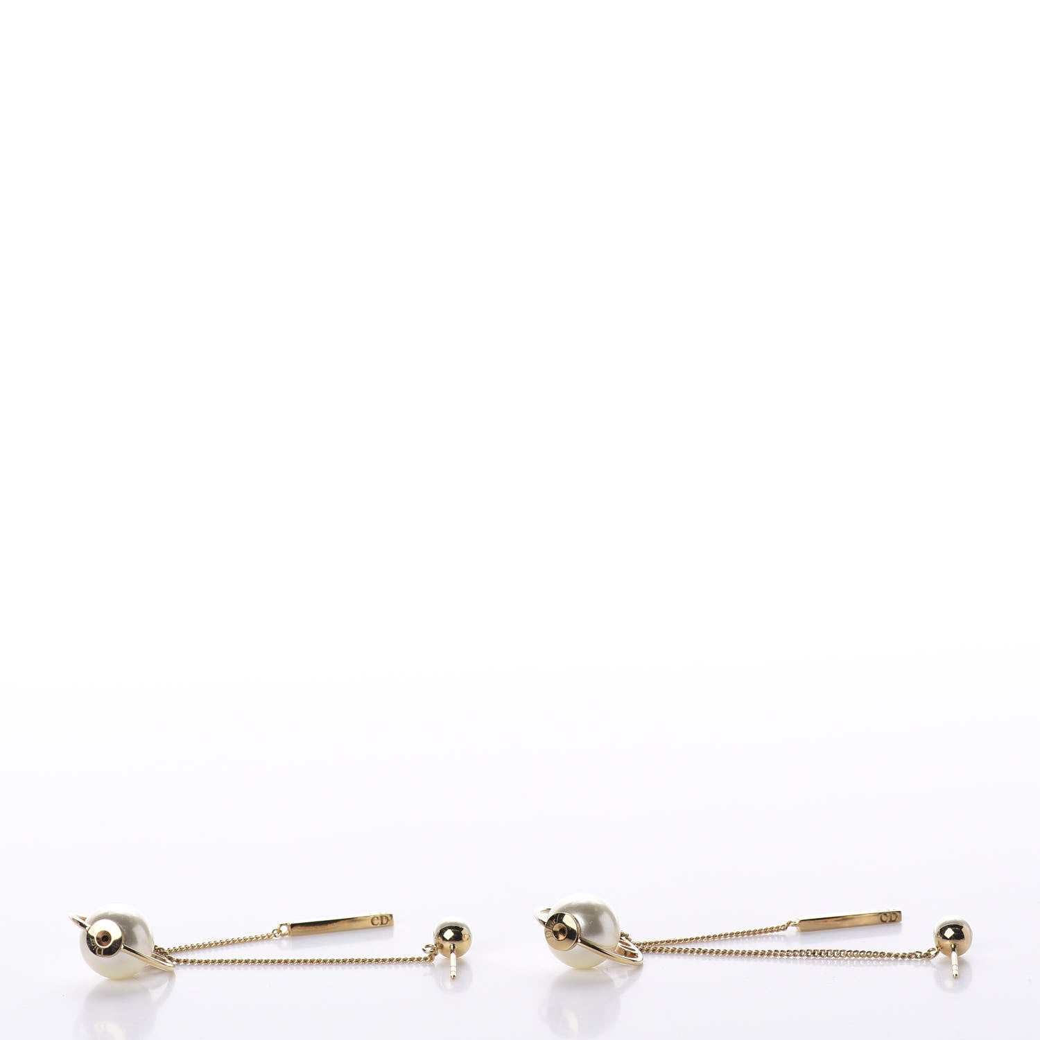 Christian Dior Pearl Tribales Dangle Chain Earrings Gold 3 of 6
