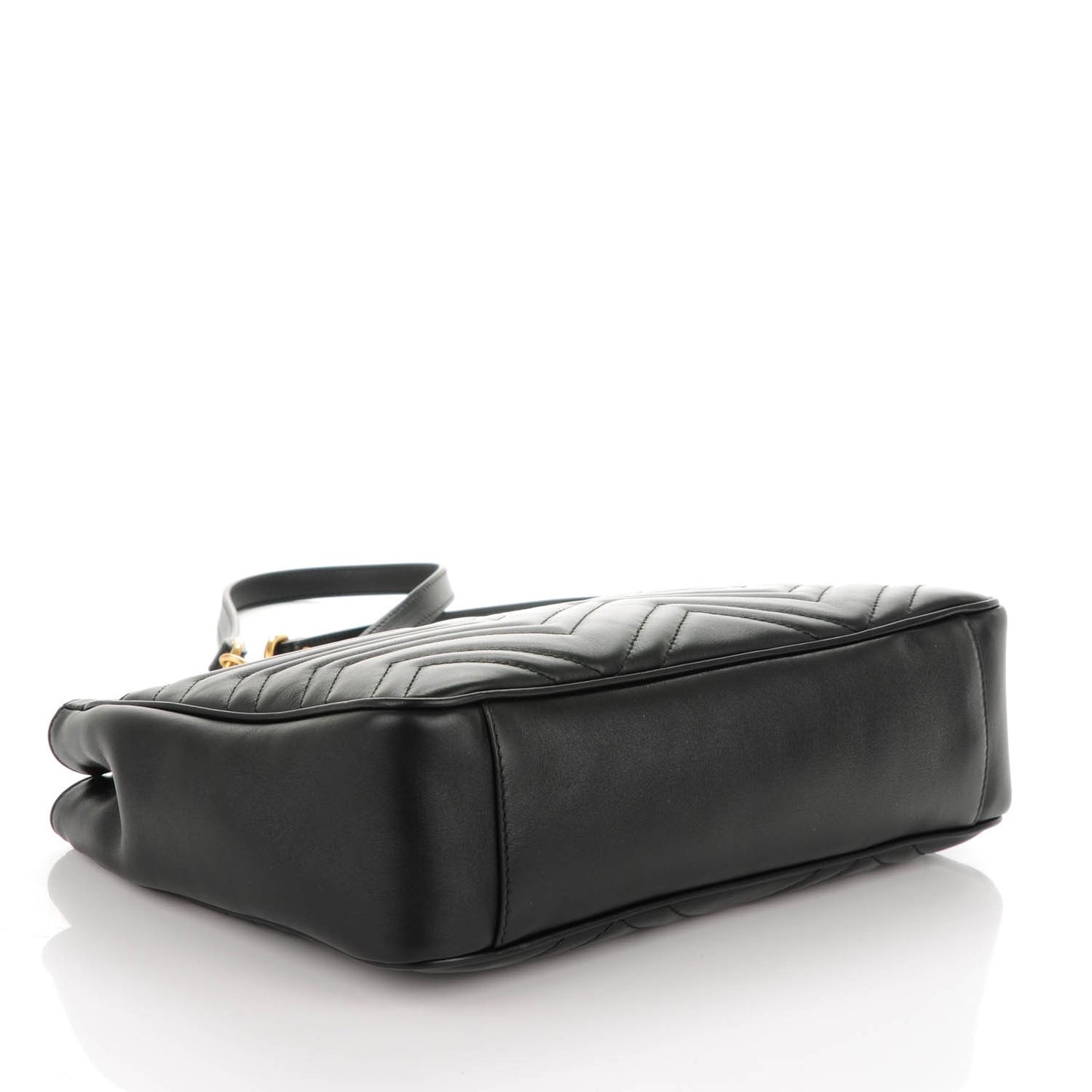 Calfskin Matelasse Medium GG Marmont Open Top Shoulder Bag Black