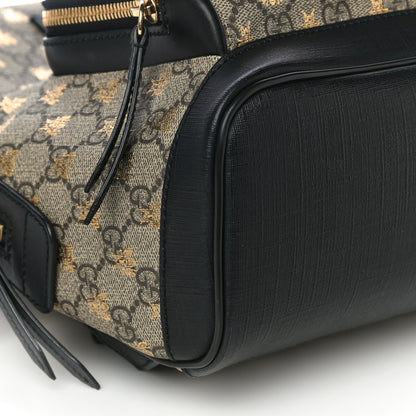 Gucci GG Supreme Monogram Bees Print Small Day Backpack Beige Oro Black 10 of 15