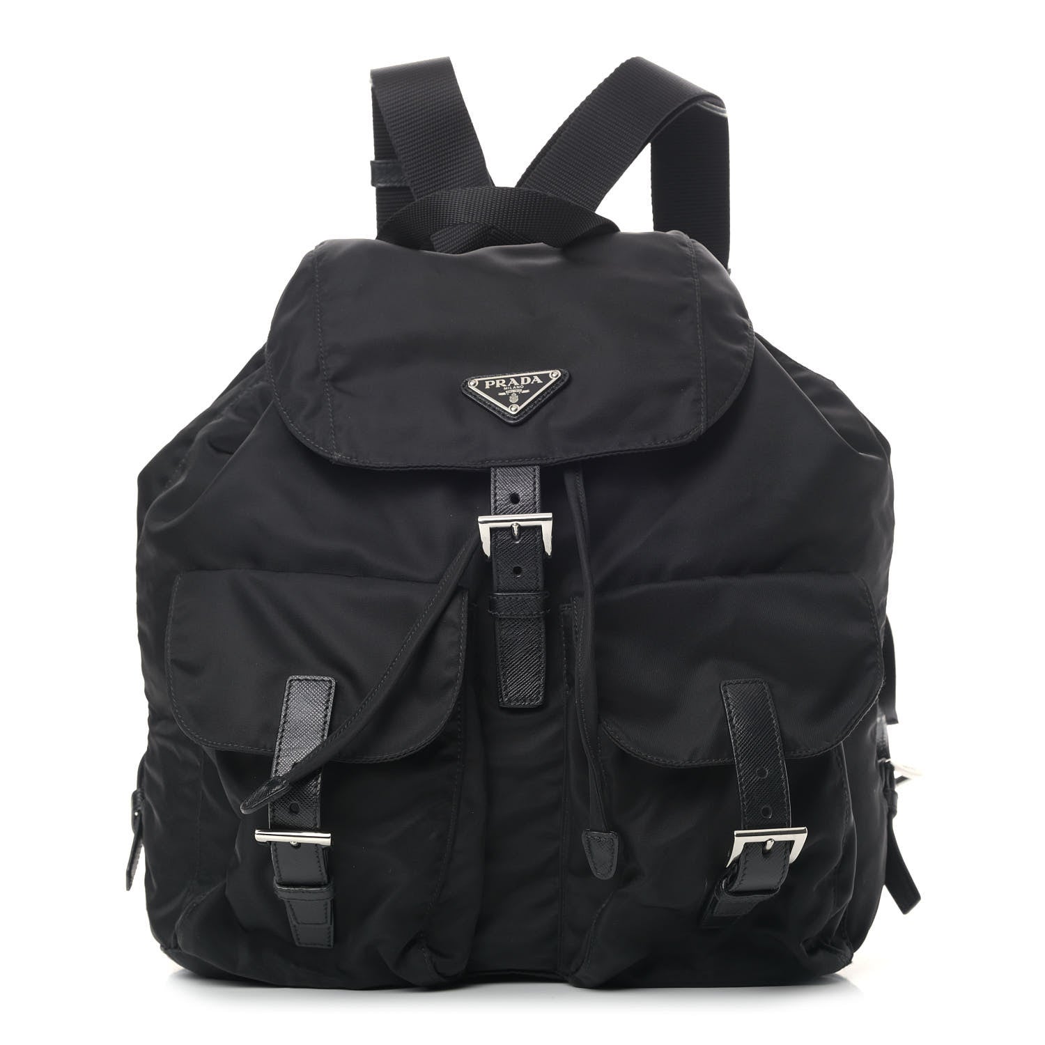 Prada Tessuto Nylon Saffiano Medium Backpack Black 1 of 10