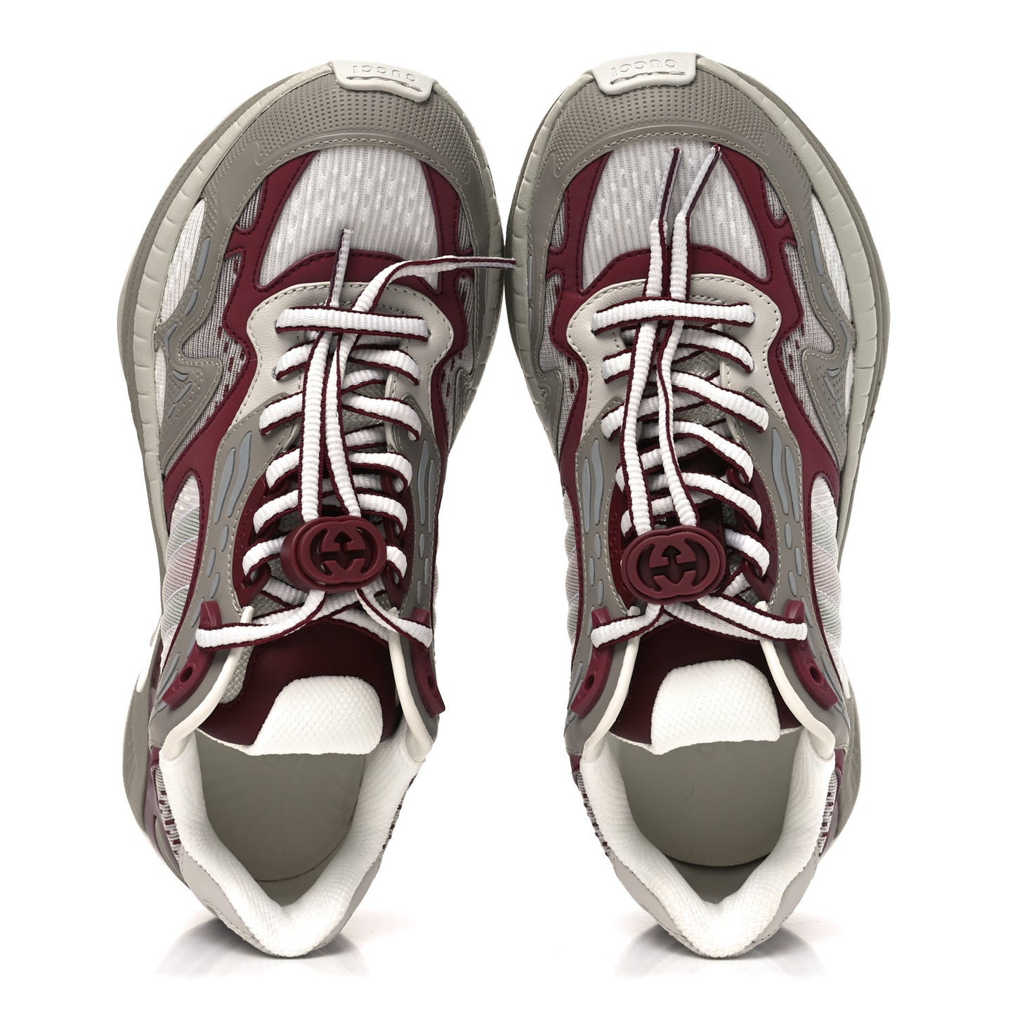 Calfskin Mesh Web Womens 2.0 Sneakers 37 Gray Rosso Ancora