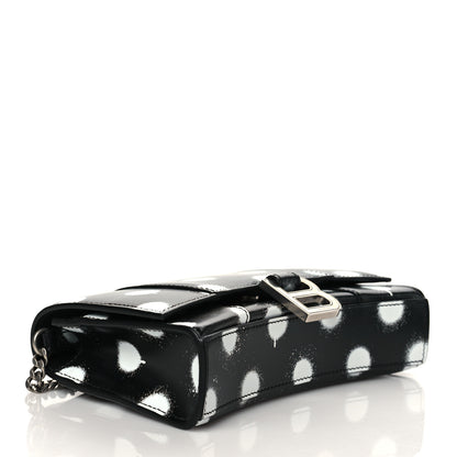 Balenciaga Shiny Box Calfskin Polka Dot Hourglass Chain Bag Black White 4 of 9