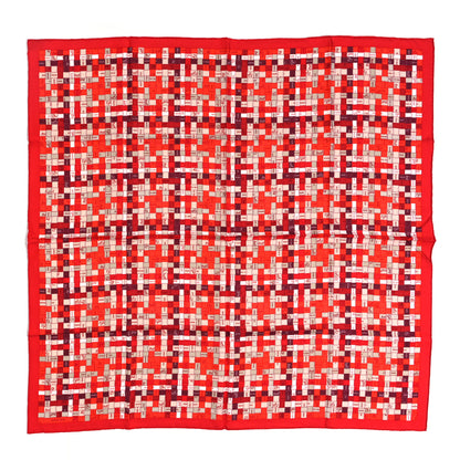 Hermes Silk Bolduc Au Carre Scarf 90 Rouge Bordeaux Gris 1 of 5