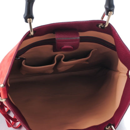 Gucci Suede Bamboo Fringe Small Shopper Tote Claret 5 of 8