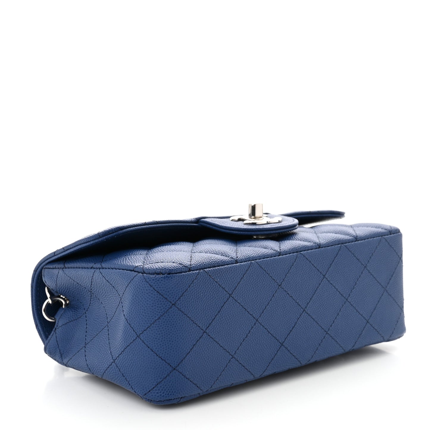Caviar Quilted Mini Rectangular Flap Blue