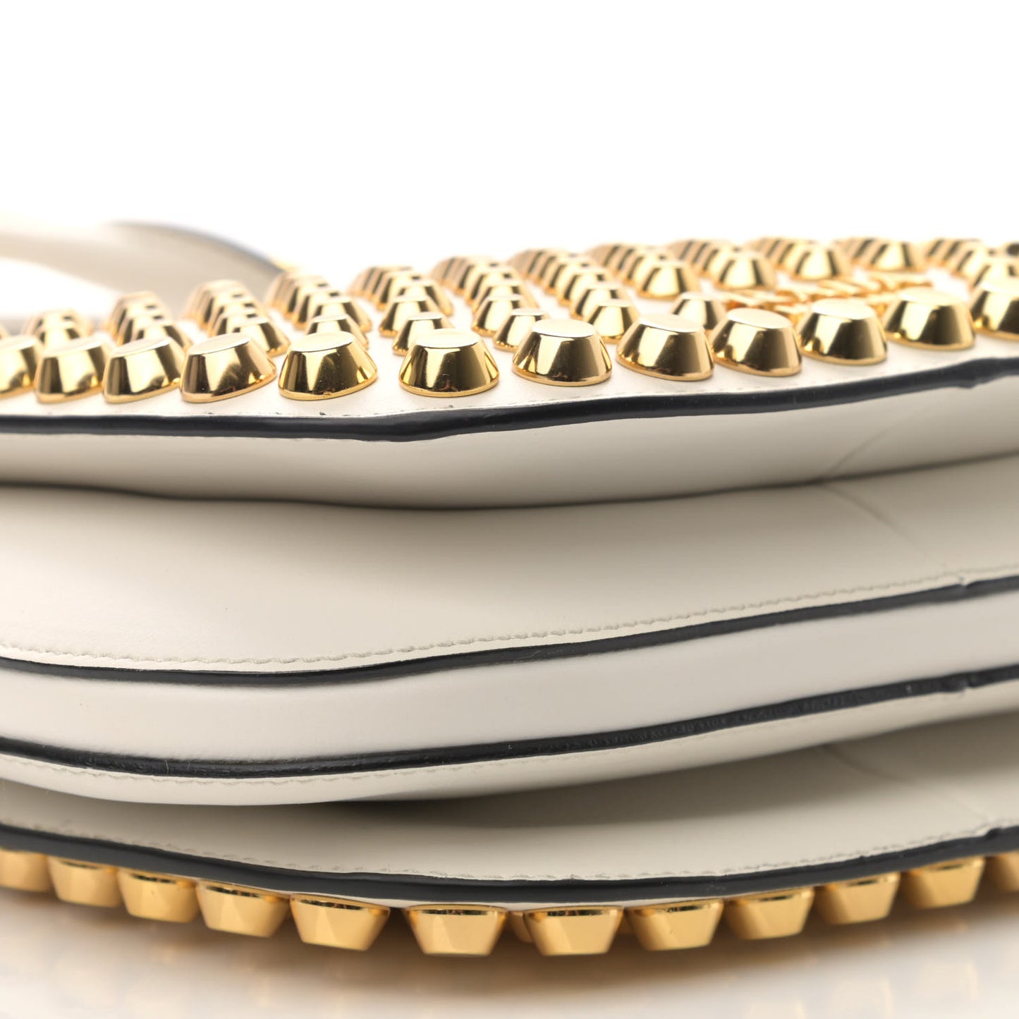 City Calfskin Studded Small Margit Bag White