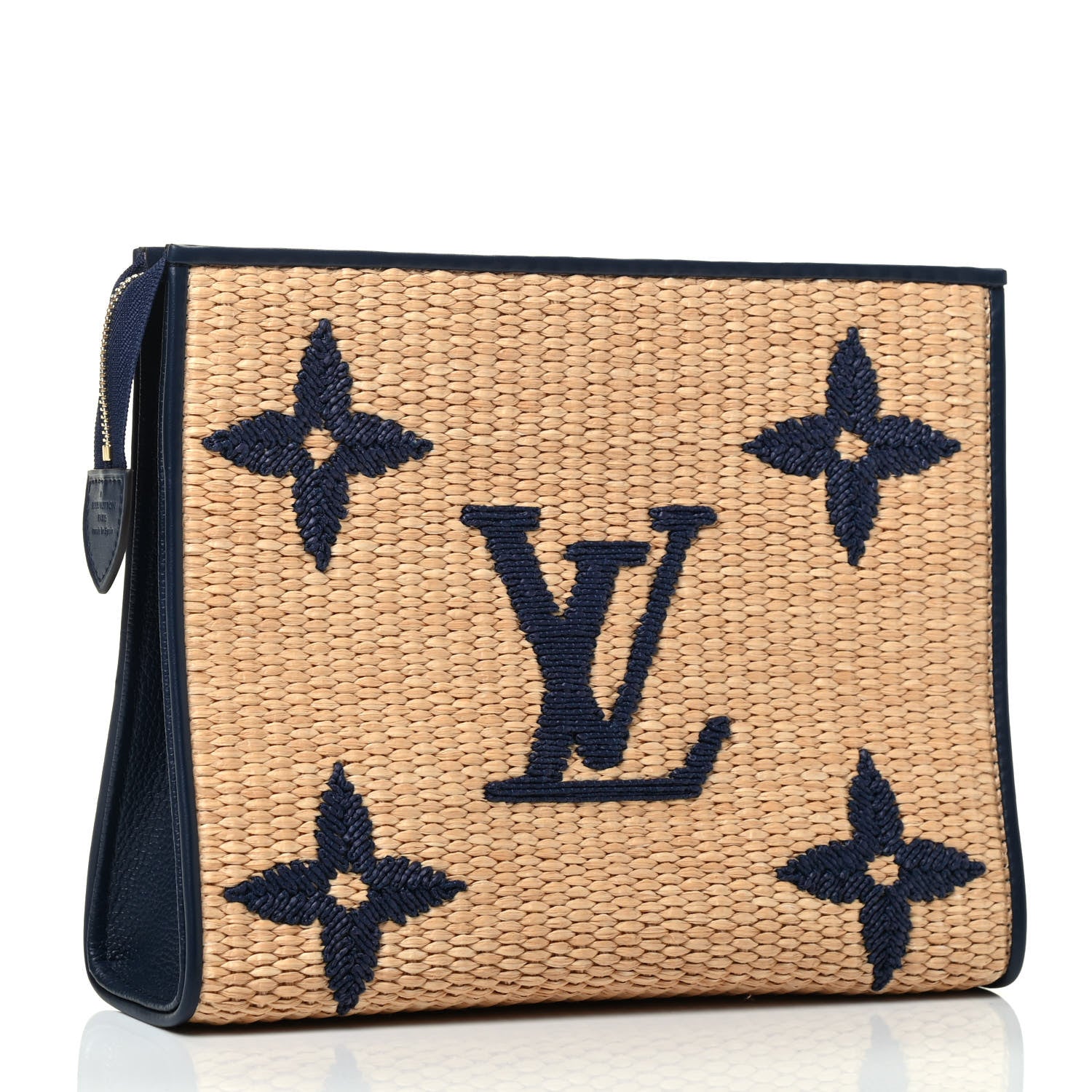 Louis Vuitton Raffia Calfskin Monogram Giant Toiletry Pouch 26 Blue 2 of 4