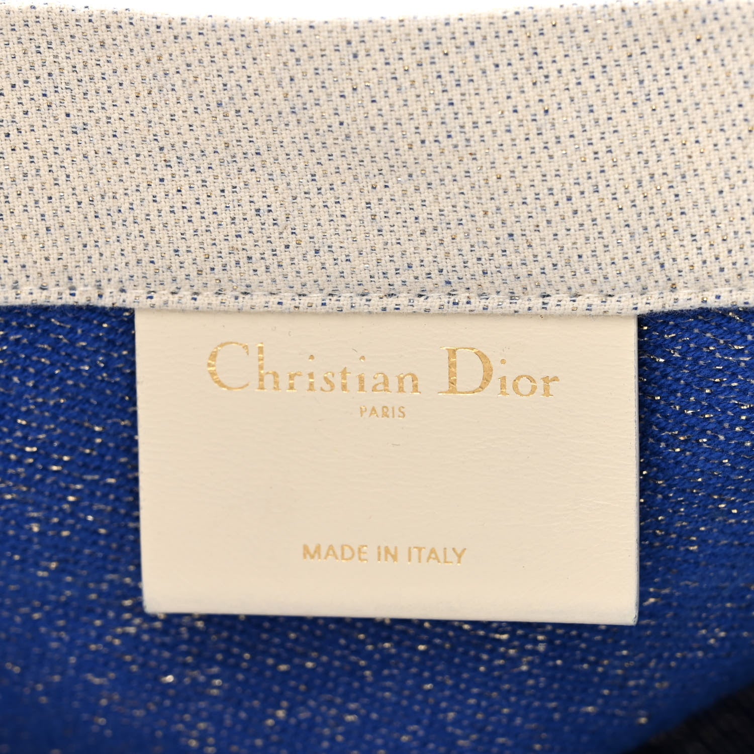 Christian Dior Canvas Print Tote Ivory Blue 6 of 10