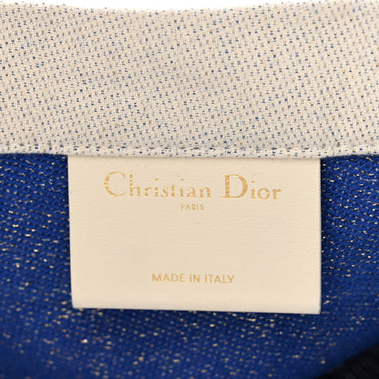 Christian Dior Canvas Print Tote Ivory Blue 6 of 10