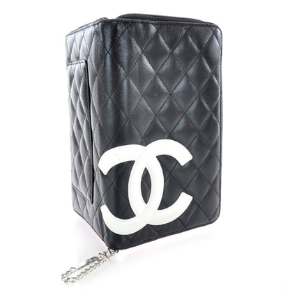 Chanel Calfskin Cambon Zip Around Organizer Wallet Black White 4 of 9