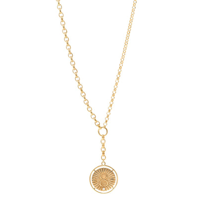 Foundrae 18K Yellow Gold Large Karma Medallion Heavy Mixed Belcher Extension Chain Necklace 1 of 4