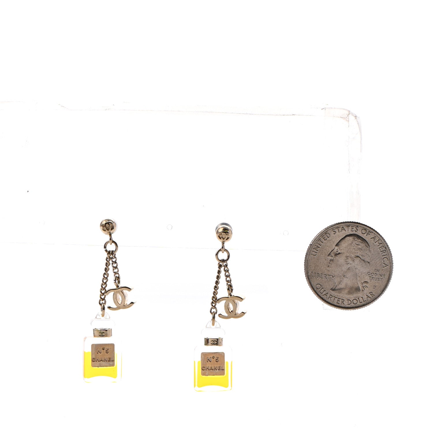 Chanel N°5 Perfume Bottle CC Drop Earrings Gold 2 of 4