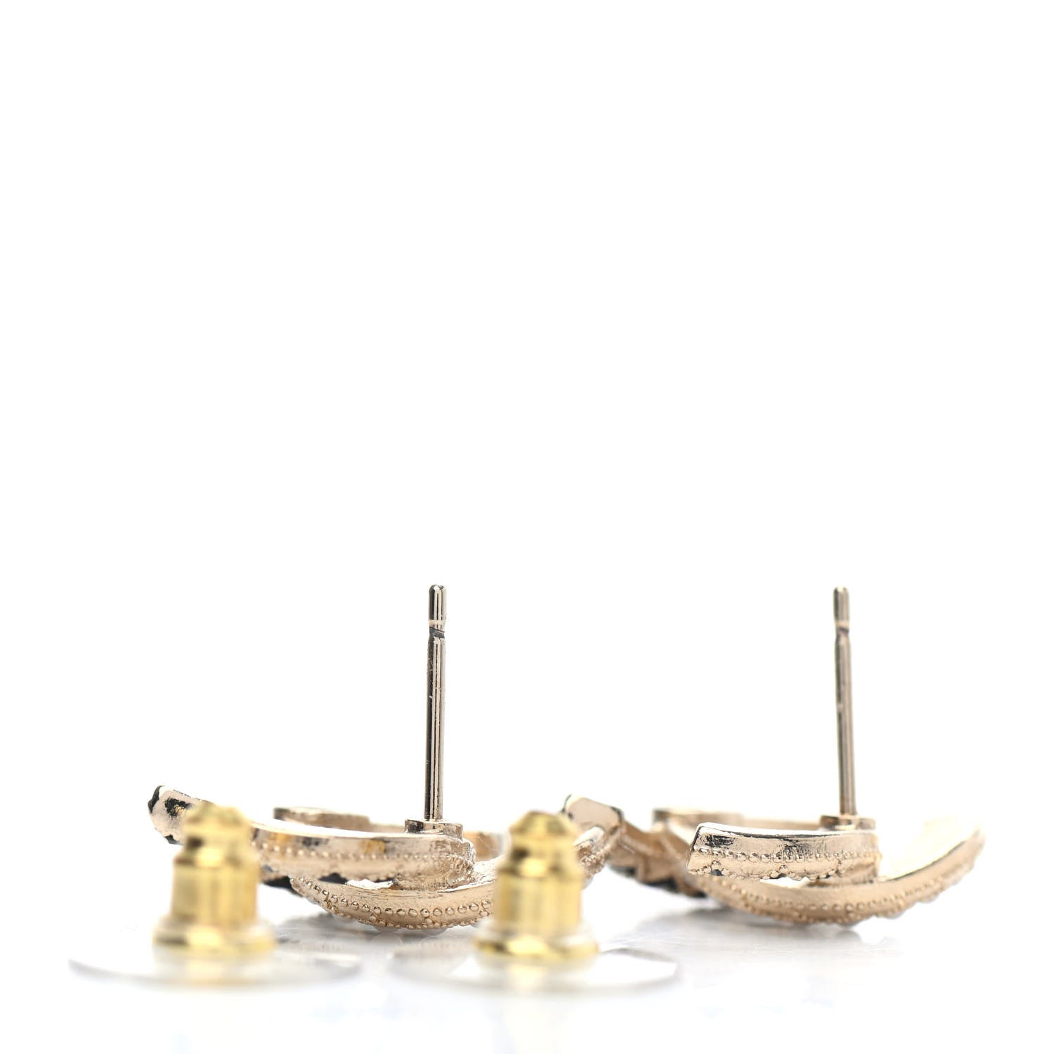 Chanel Resin Pearl CC Earrings Gold Black 3 of 4