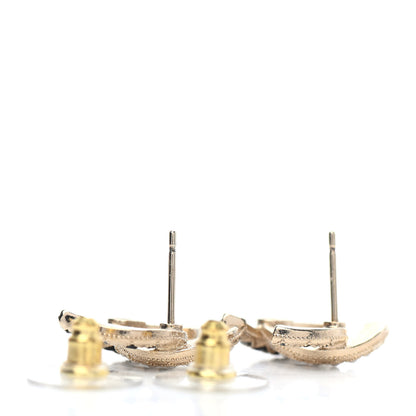 Chanel Resin Pearl CC Earrings Gold Black 3 of 4