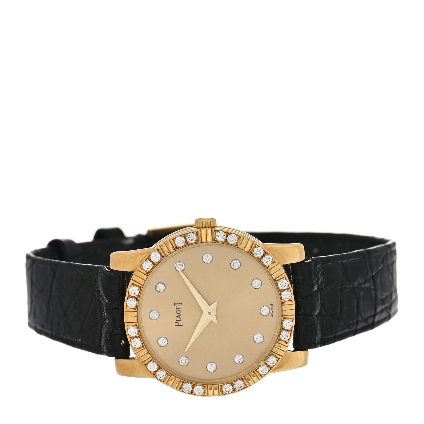 18K Yellow Gold Alligator Diamond 25mm Dancer Quartz Watch