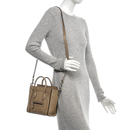 Celine Drummed Calfskin Nano Luggage Dune 2 of 6