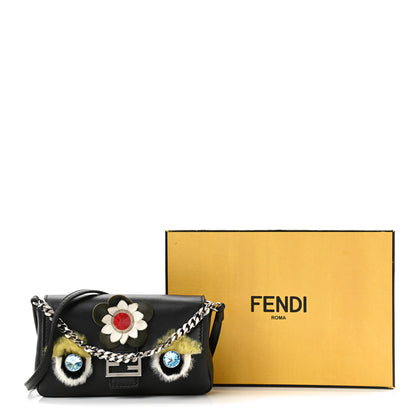 Fendi Shiny Nappa Rabbit Fur Crystal Flowerland Micro Buggie Baguette Black Mojito Multicolor 13 of 13