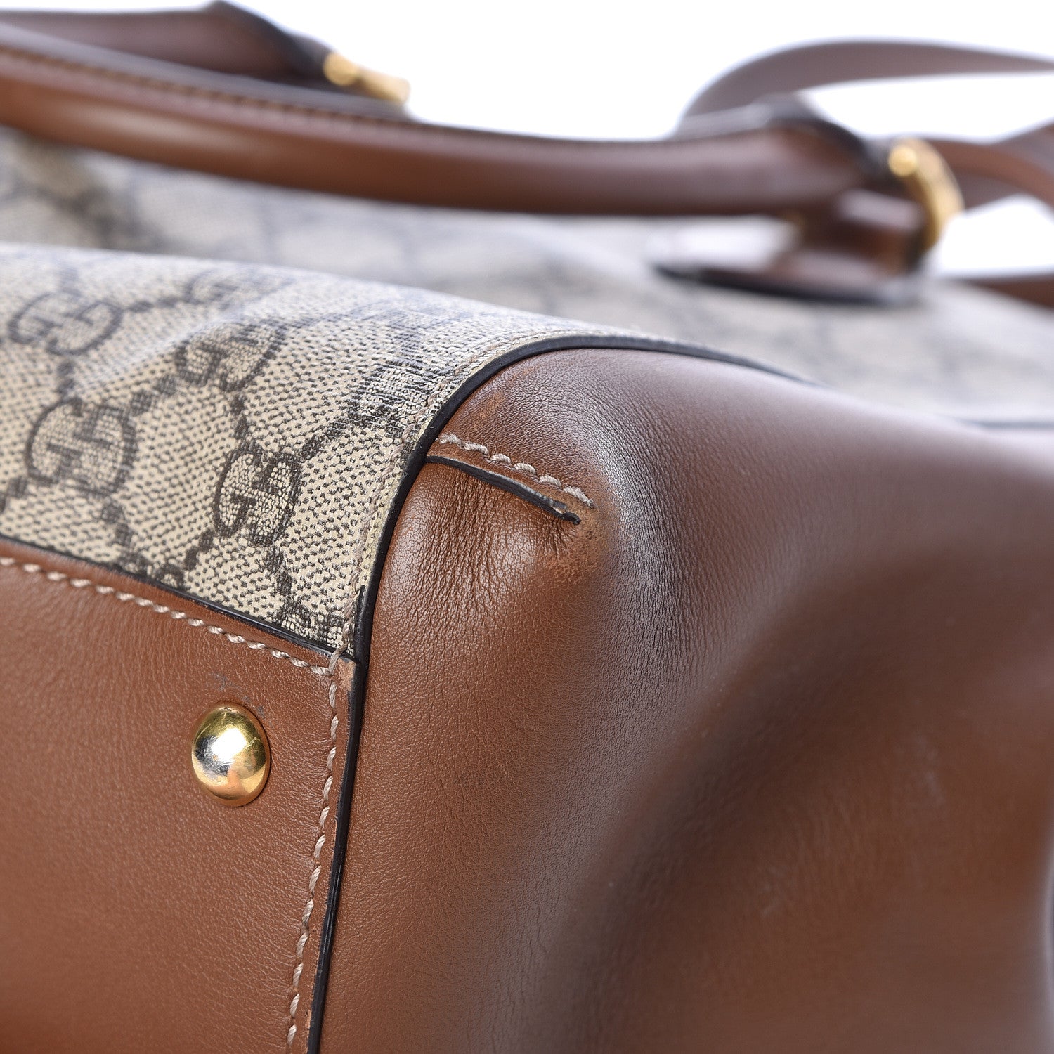 Gucci GG Supreme Monogram Moon Calfskin Top Handle Tote Bag Beige Ebony Tuscany 16 of 18