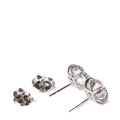 David Yurman Sterling Silver Diamond Crystal 10mm Cable Wrap Earrings 3 of 4