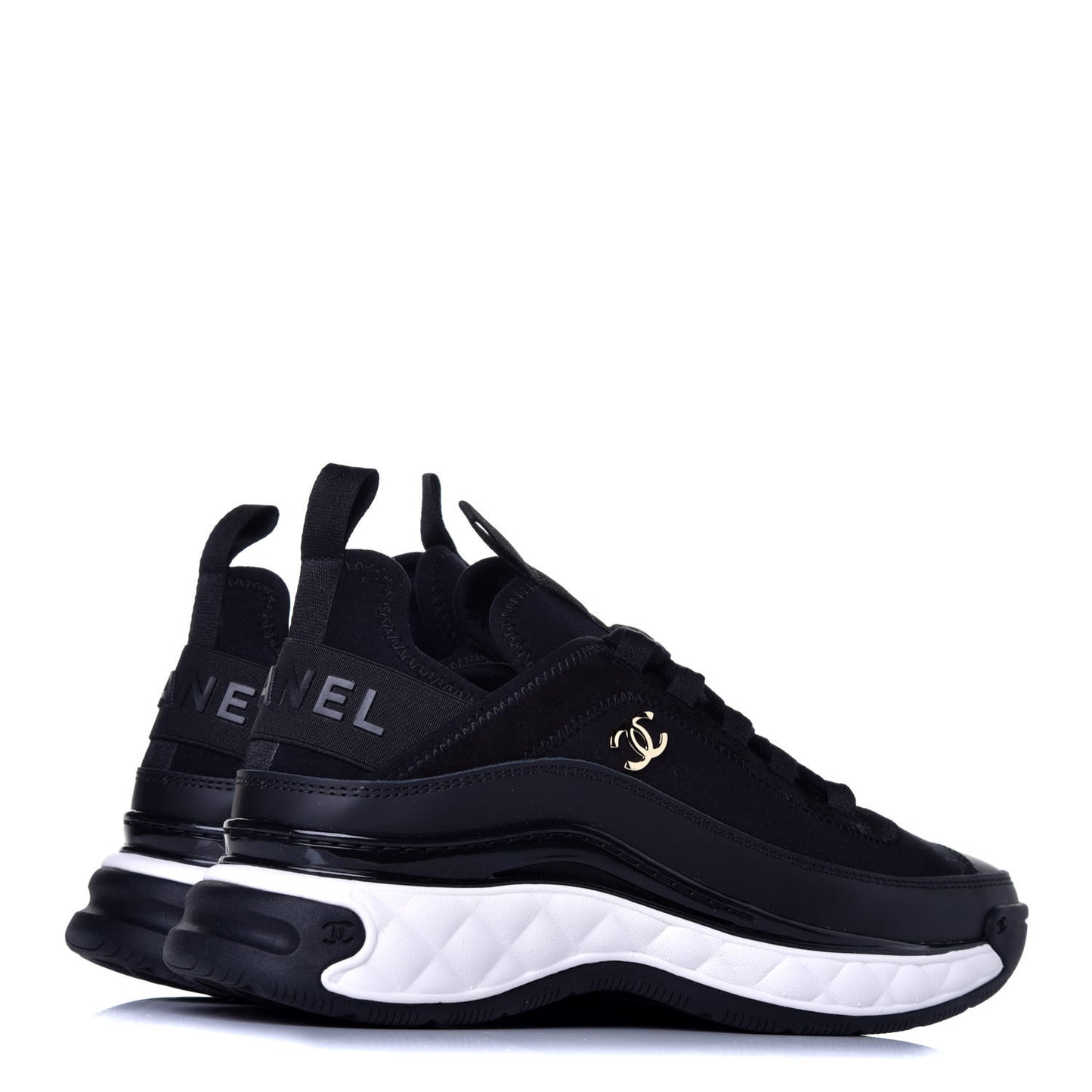 Velvet Calfskin Mixed Fibers CC Sneakers 37 Black