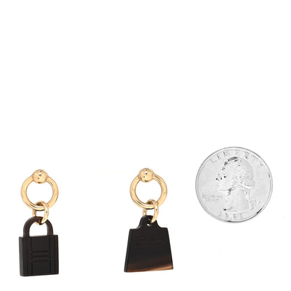 Hermes Permabrass Buffalo Horn Wood Amulette Kelly Bag Earrings 2 of 5