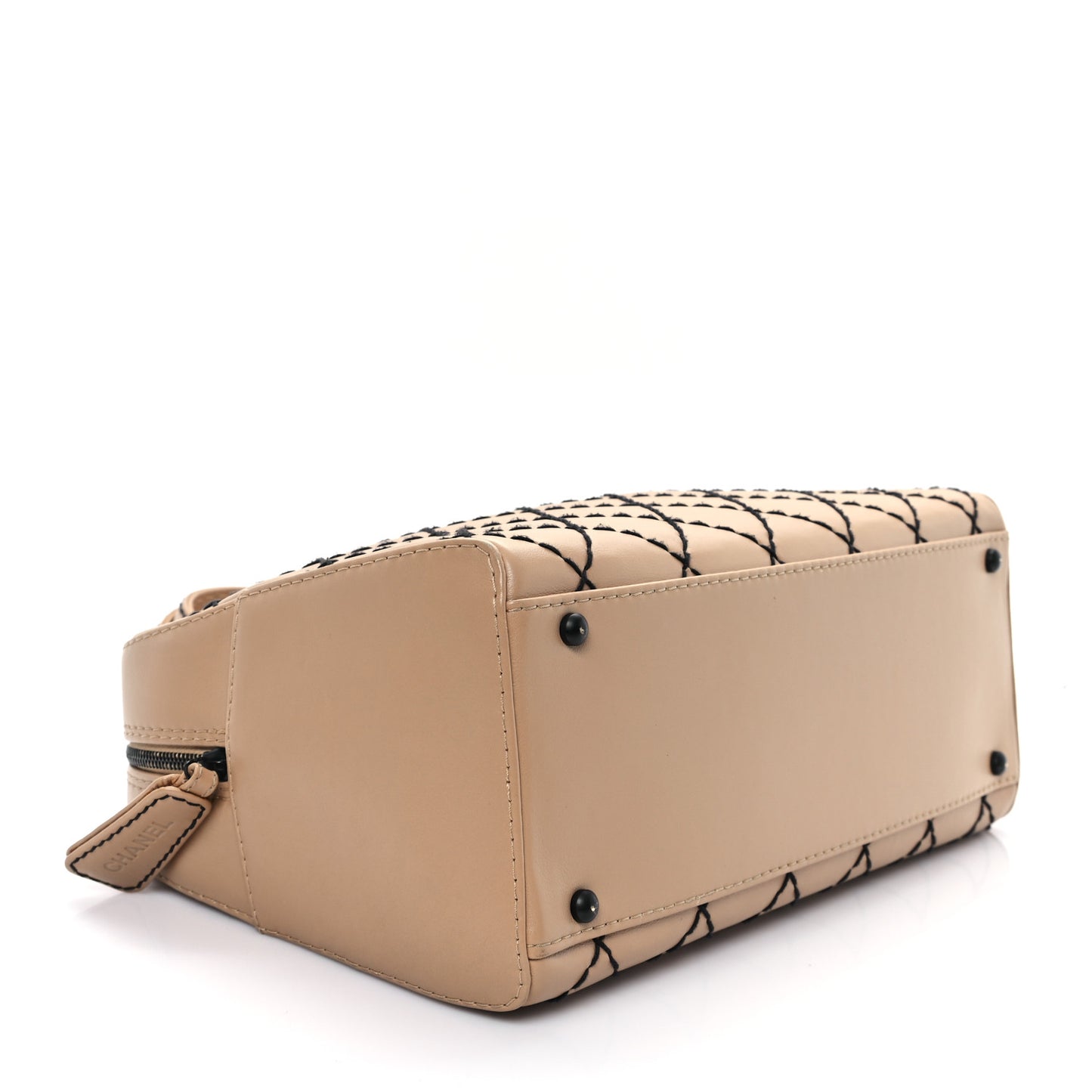 Calfskin Wild Stitch Top Handle Bag Beige