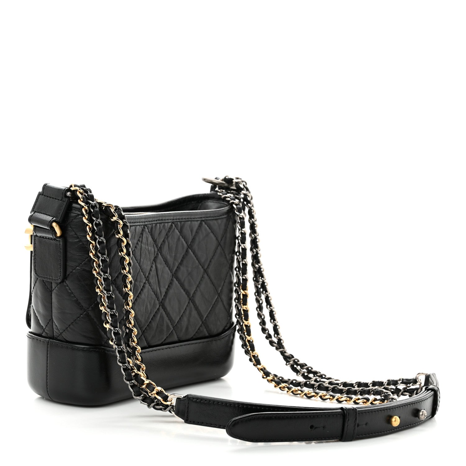 Chanel Aged Calfskin Quilted Small Gabrielle Hobo Black 2 of 10
