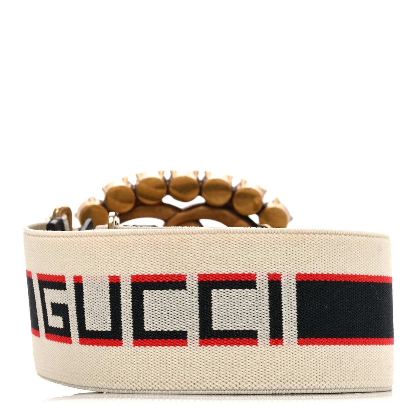 Jacquard Crystal Stripe Double G Belt 70 28 White