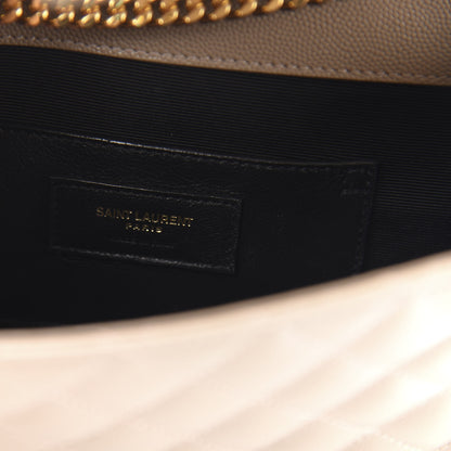 Saint Laurent Grain De Poudre Textured Mixed Matelasse Triquilt Small Monogram Satchel Dark Beige 7 of 10