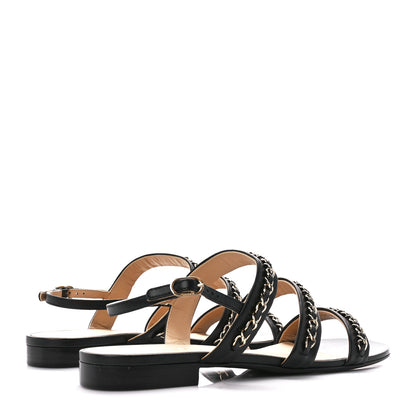 Chanel Lambskin Chain Sandals 41 Black 4 of 9