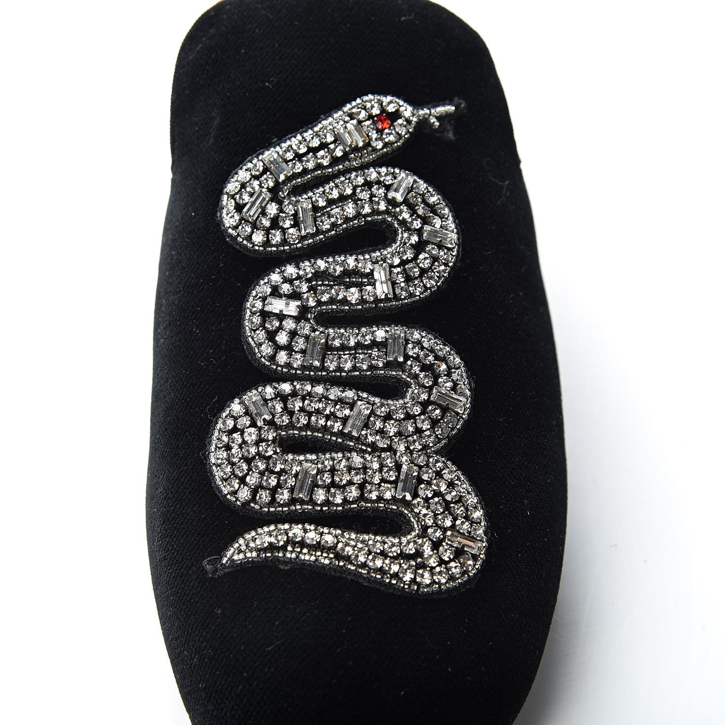 Velvet Crystal Snake Embroidered Womens Slippers 37.5 Black